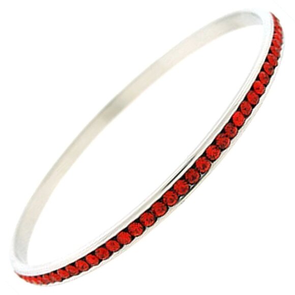 Red Ladies Layering Crystal Elegant Slim Classic Dressy Eternity Bangle Bracelet - Picture 1 of 3
